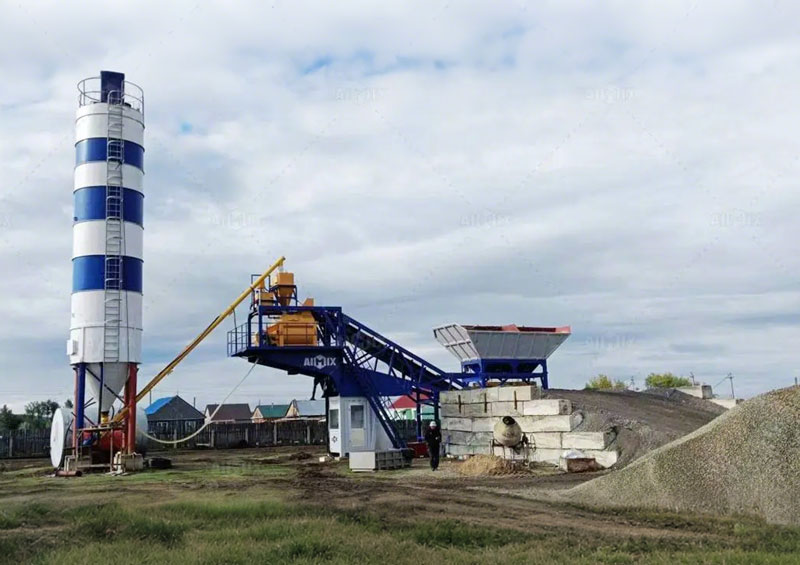 AJY60 Mobile Concrete Batching Plant in Kazakhstan